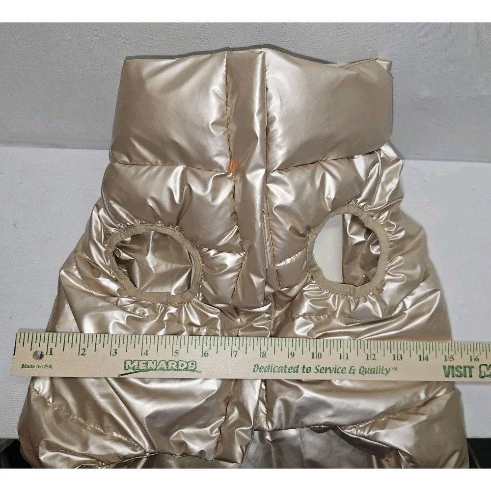 Oodles Dog Puffer Vest Jacket Metallic Gold Champagne Size L Large NWT 25-45 lbs